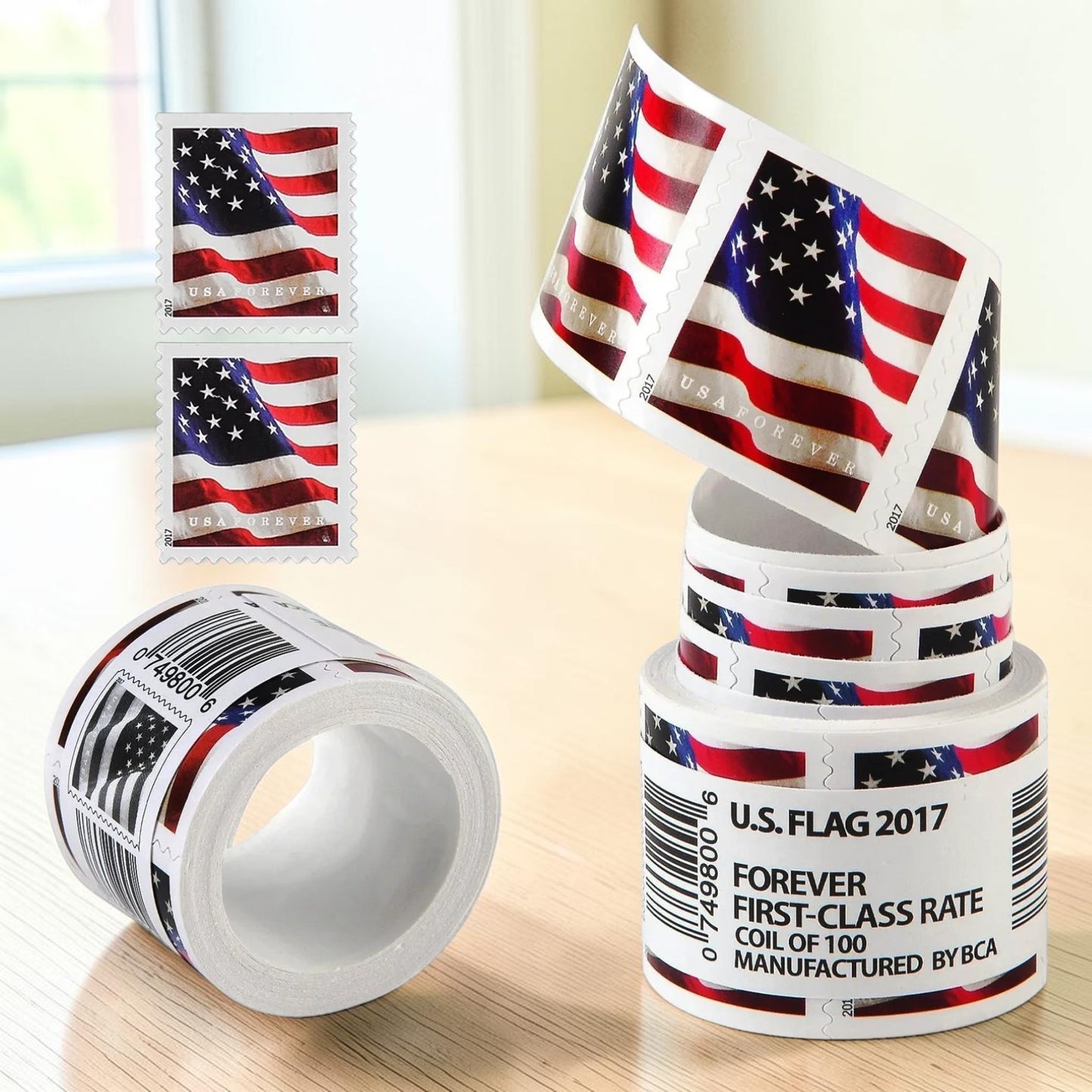 U.S. Flag Forever Stamps Bulk Pack – 25,000 Stamps / 250 Rolls – Multiple Years Available