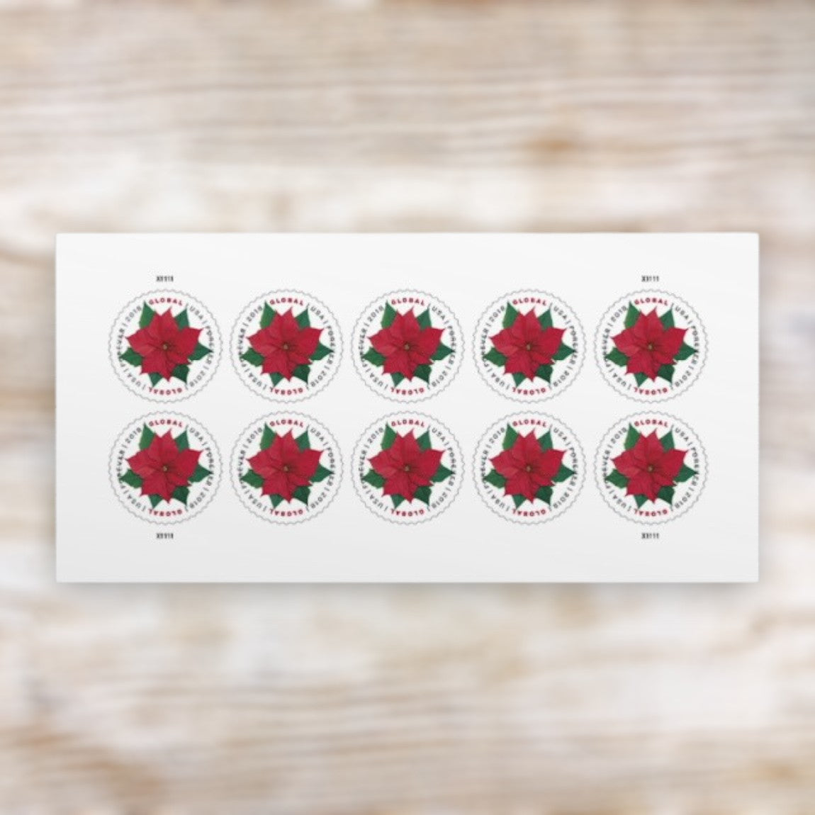 Poinsettia 2018 Global Forever Postage Stamps Self-Adhesive Sheet for International Mail
