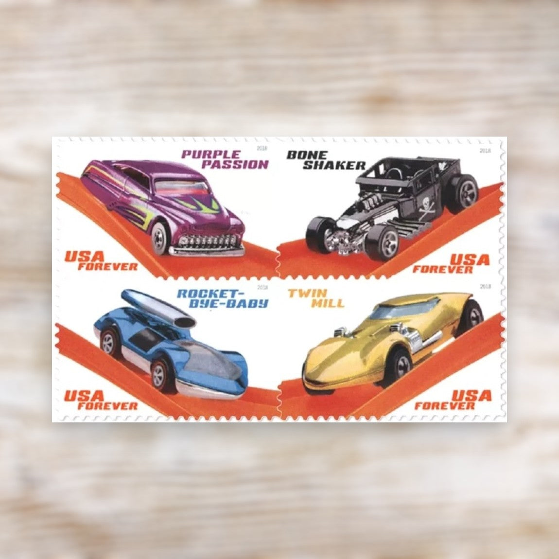 Hot Wheels 2018 Forever Postage Stamps Self-Adhesive Sheet for Commemorative Mail