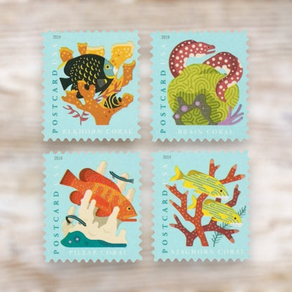 2019 Coral Reefs Postcard Stamps Self-Adhesive Pane of 20 for Postcards