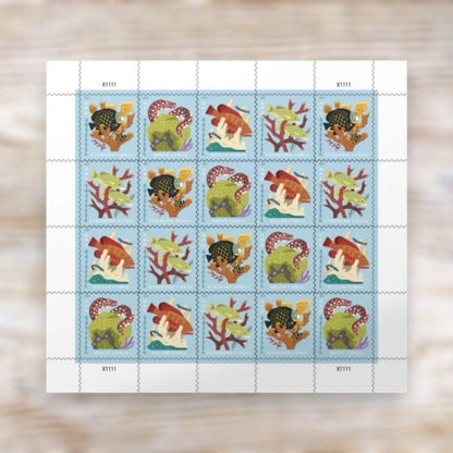 2019 Coral Reefs Postcard Stamps Self-Adhesive Pane of 20 for Postcards