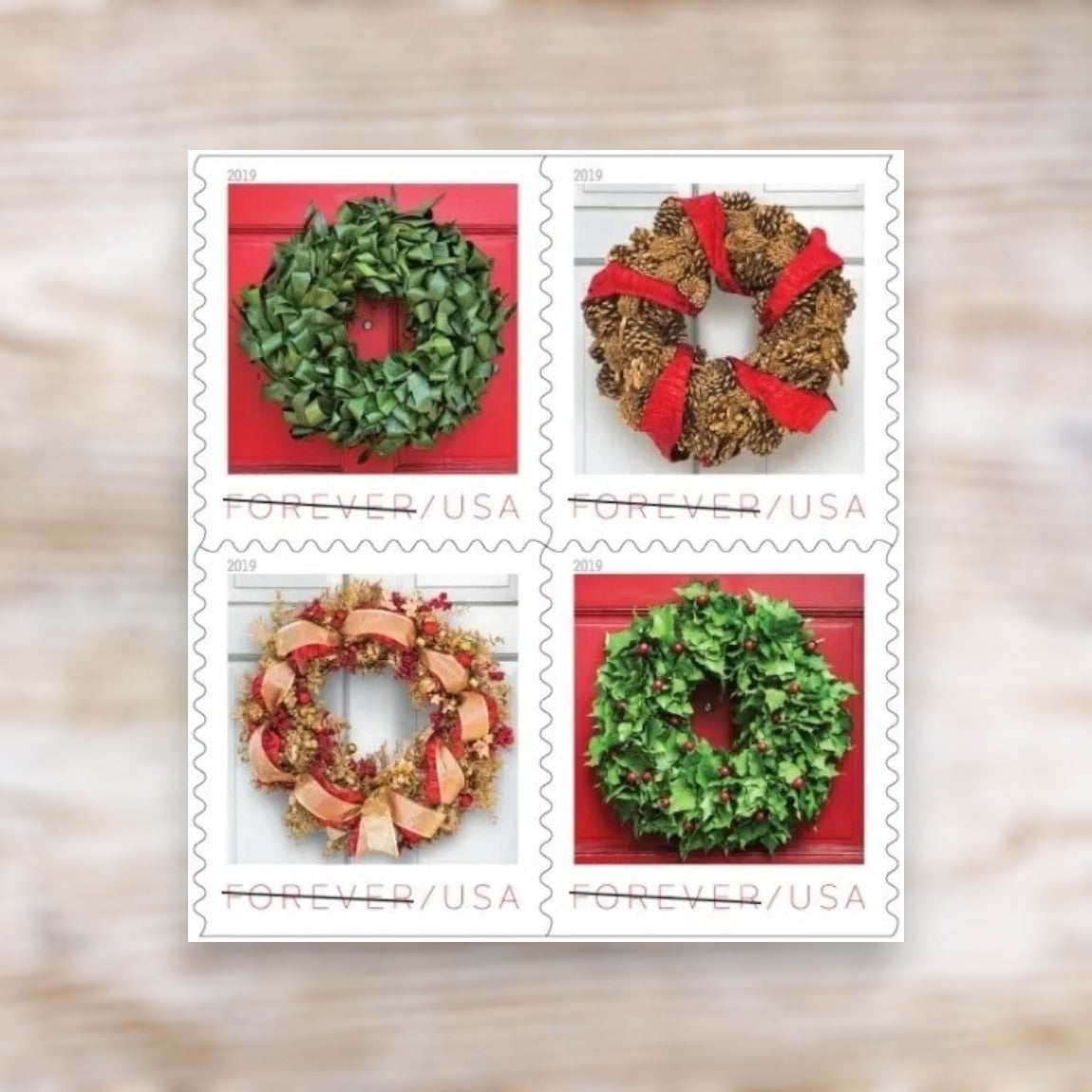Holiday Wreaths 2019 Forever Postage Stamps Self-Adhesive Booklet for Holiday Mail