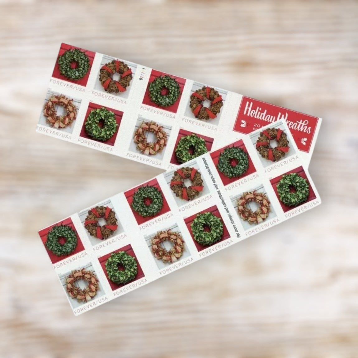 Holiday Wreaths 2019 Forever Postage Stamps Self-Adhesive Booklet for Holiday Mail
