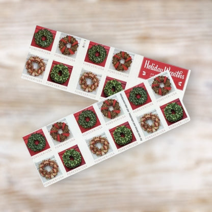 Holiday Wreaths 2019 Forever Postage Stamps Self-Adhesive Booklet for Holiday Mail