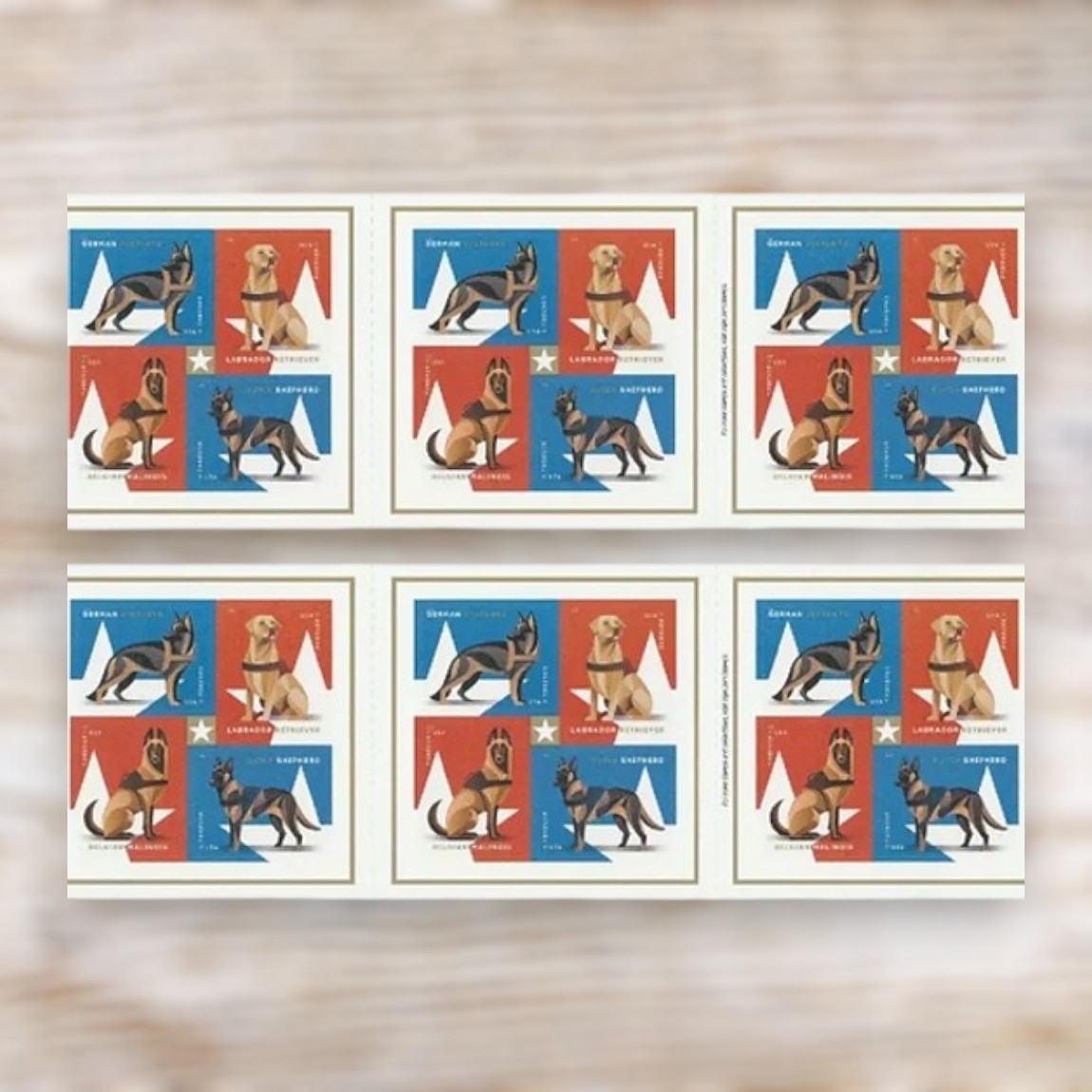 Military Working Dogs 2019 Forever Postage Stamps Self-Adhesive Booklet for Commemorative Mail