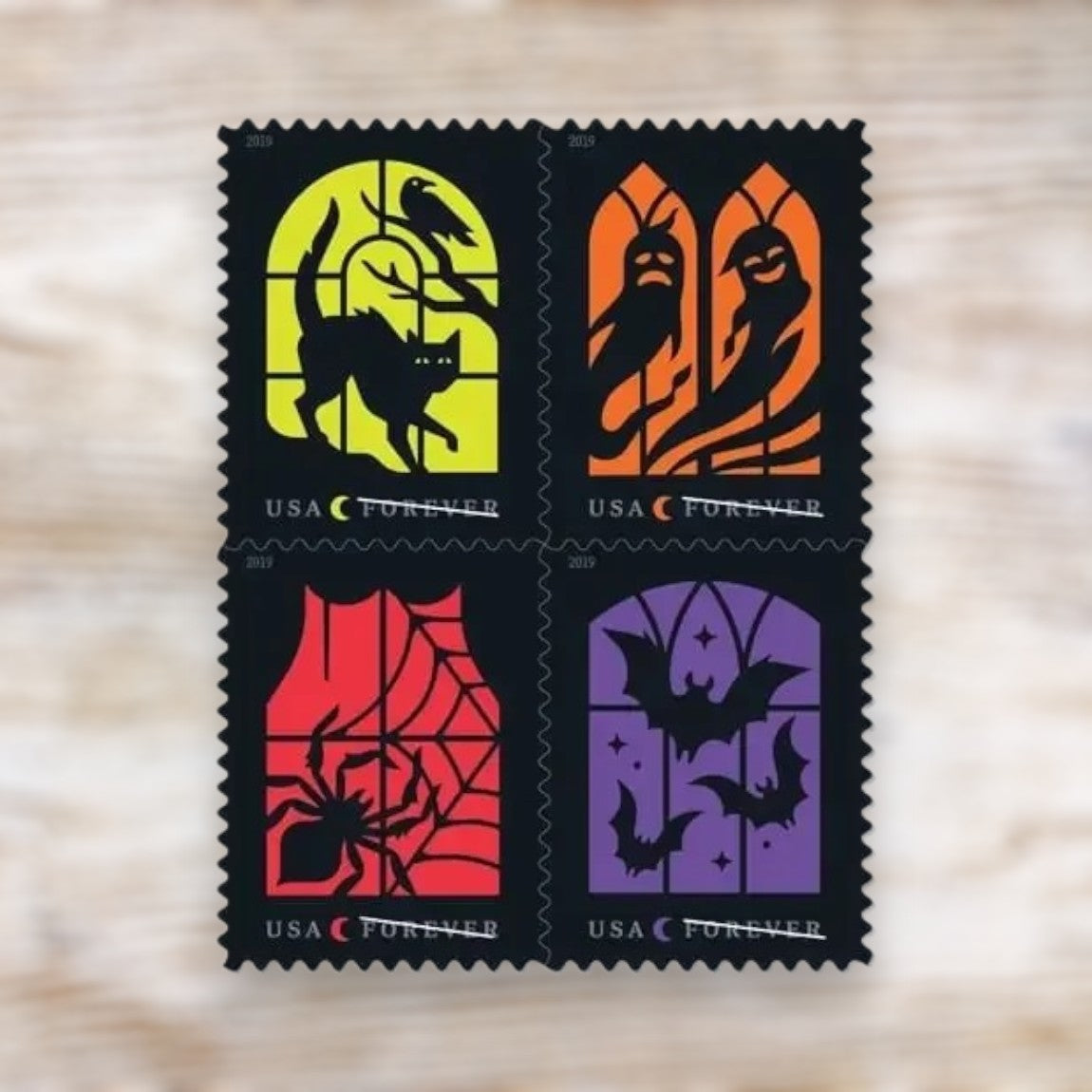 Spooky Silhouettes 2019 Forever Postage Stamps Self-Adhesive Sheet for Halloween Mail