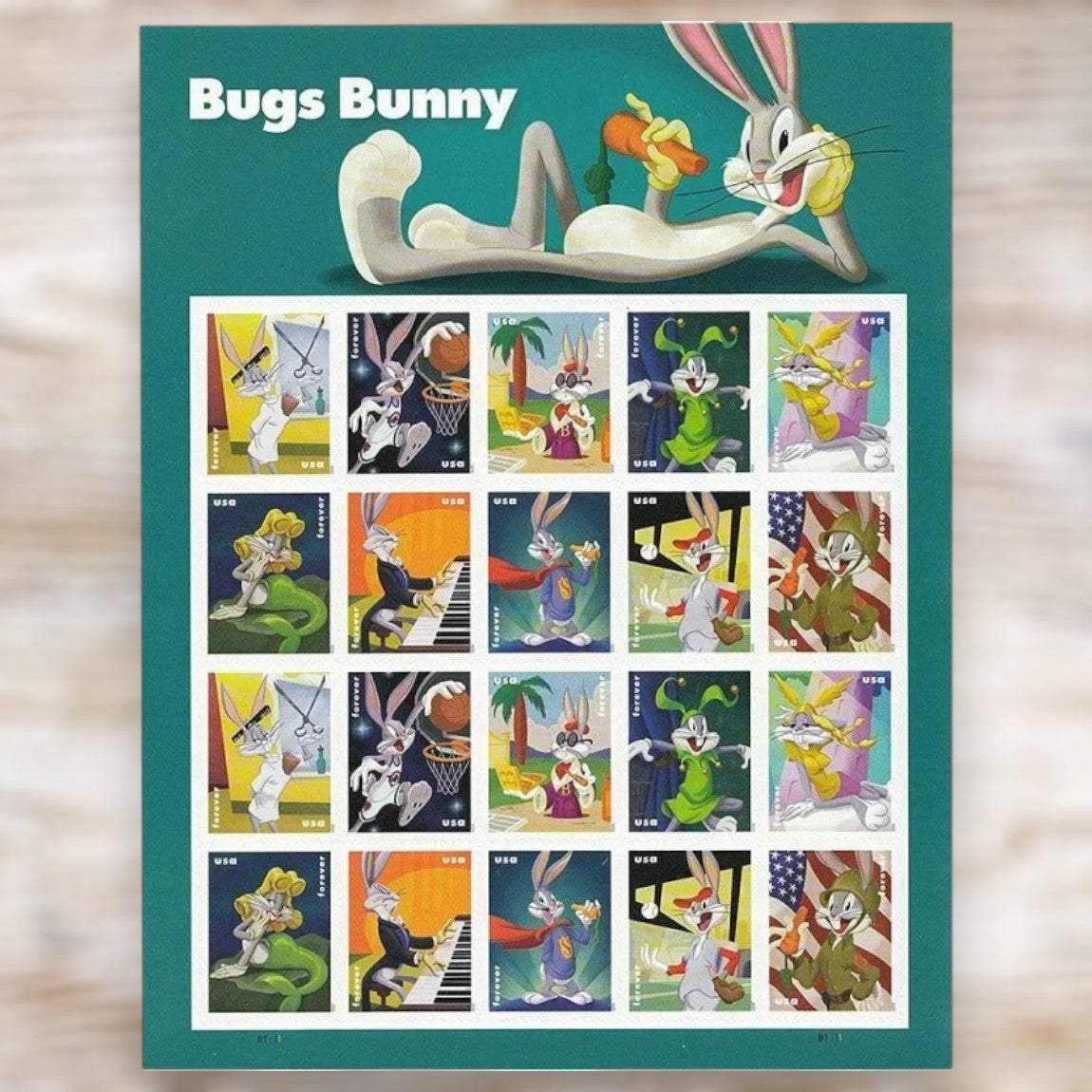 Bugs Bunny 2020 Forever Postage Stamps Self-Adhesive Sheet for Commemorative Mail