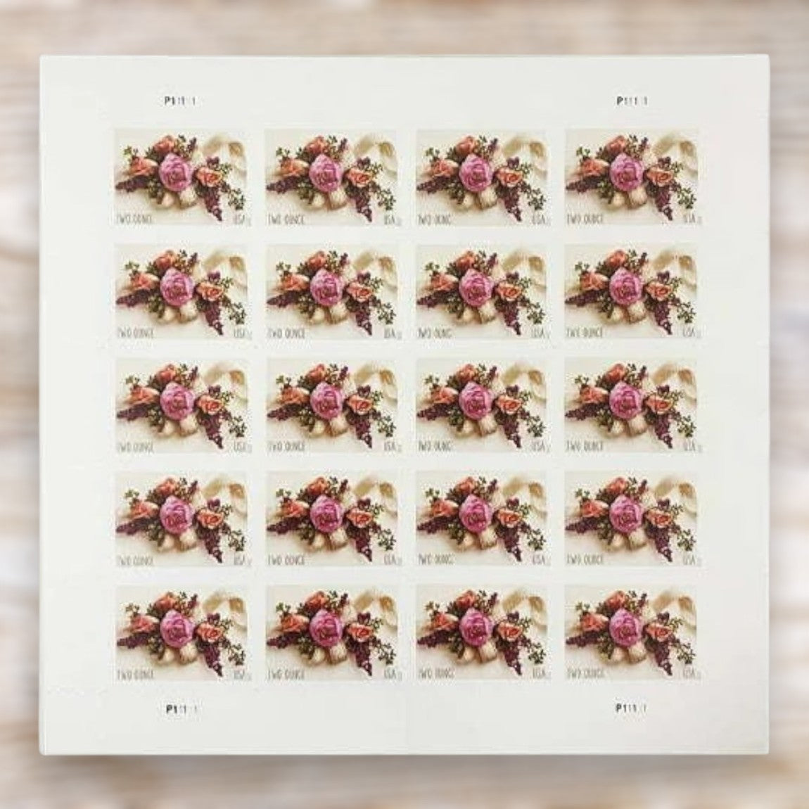 Garden Corsage 2020 Two Ounce Postage Stamps Self-Adhesive Sheet for Wedding Invitations