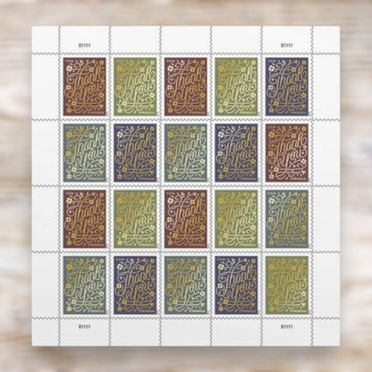 Thank You 2020 Forever Postage Stamps Self-Adhesive Sheet for Everyday Mail