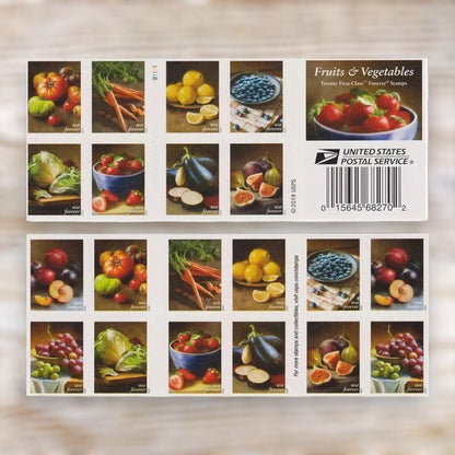 Fruits & Vegetables 2020 Forever Postage Stamps Self-Adhesive Booklet for Everyday Mail
