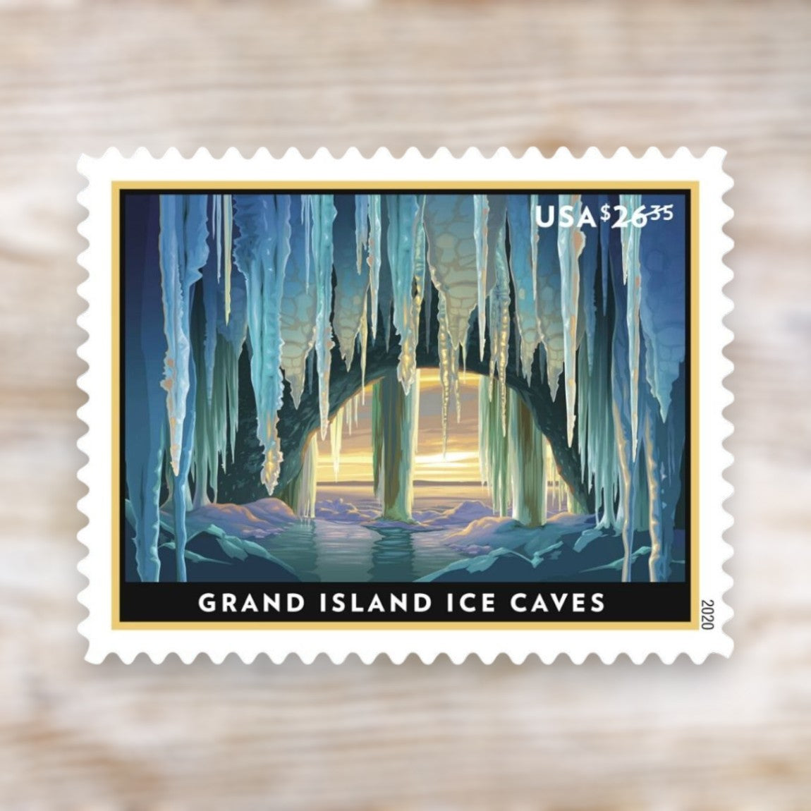 2020 Grand Island Ice Caves $26.35 Priority Mail Express Stamps Self-Adhesive Pane of 4