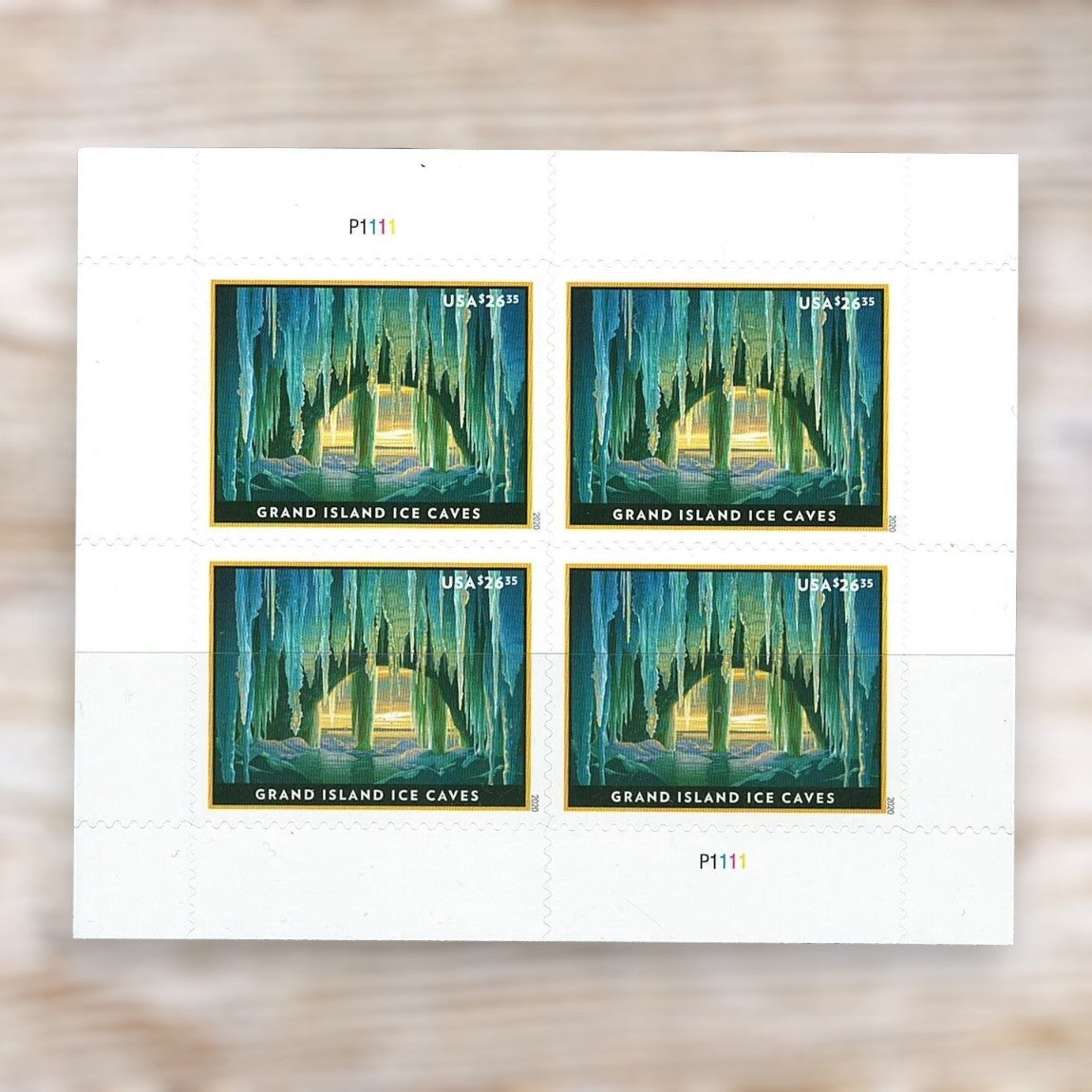 2020 Grand Island Ice Caves $26.35 Priority Mail Express Stamps Self-Adhesive Pane of 4