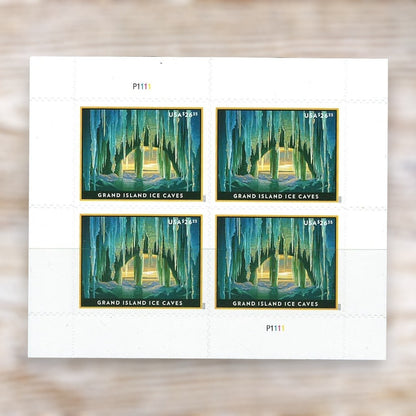 2020 Grand Island Ice Caves $26.35 Priority Mail Express Stamps Self-Adhesive Pane of 4