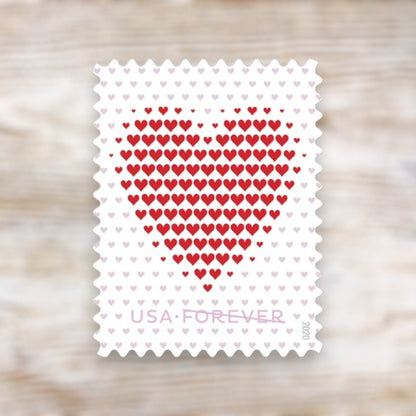 2020 Made of Hearts Forever Postage Stamps Self-Adhesive Sheet for Love and Wedding Mail