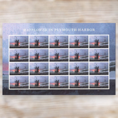 Mayflower in Plymouth Harbor 2020 Forever Postage Stamps Self-Adhesive Sheet for Commemorative Mail