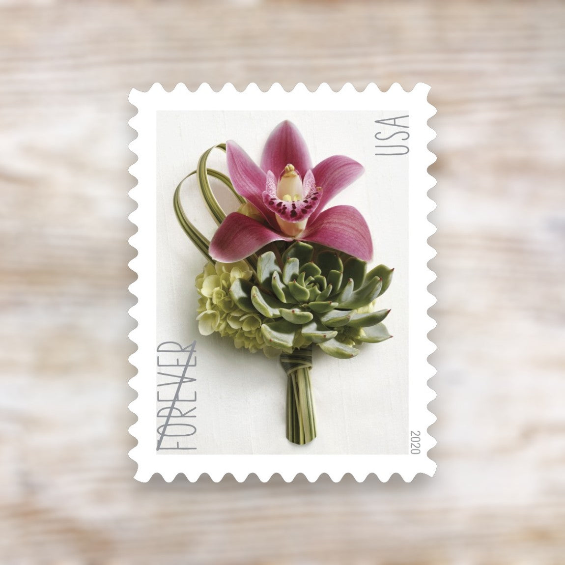 Contemporary Boutonniere 2020 Forever Postage Stamps Self-Adhesive Sheet for Wedding RSVP Cards and Invitations