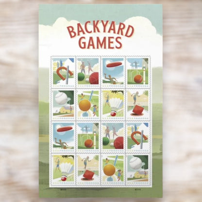 Backyard Games 2021 Forever Postage Stamps Self-Adhesive Sheet for Commemorative Mail