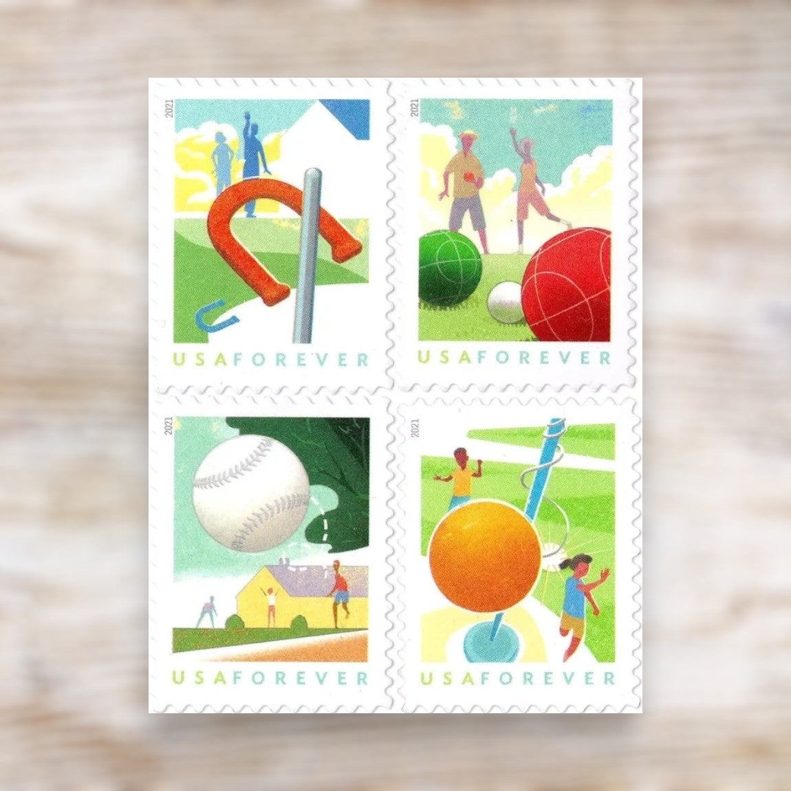 Backyard Games 2021 Forever Postage Stamps Self-Adhesive Sheet for Commemorative Mail