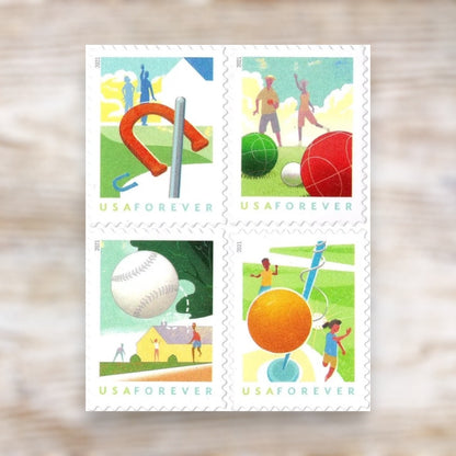 Backyard Games 2021 Forever Postage Stamps Self-Adhesive Sheet for Commemorative Mail