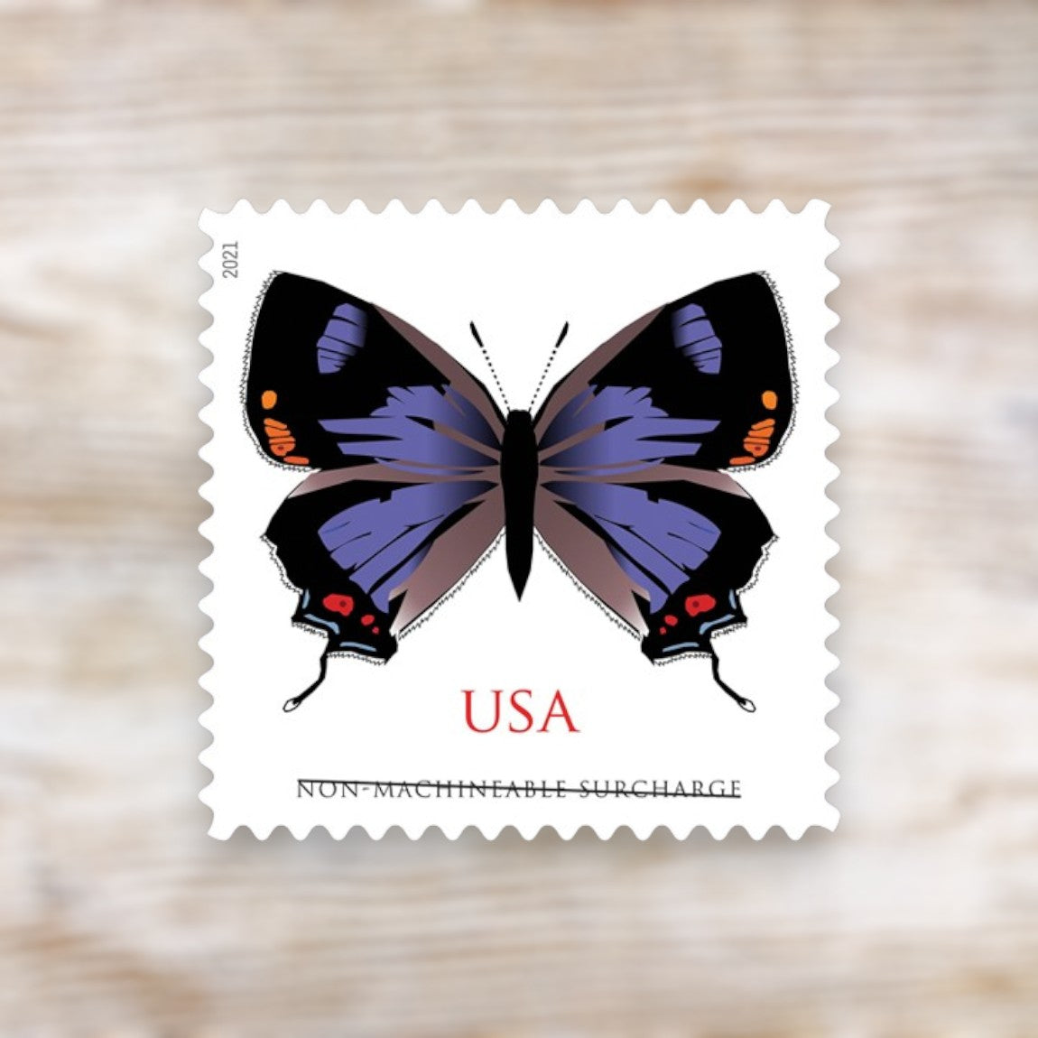 2021 Colorado Hairstreak Butterfly Non-Machineable Surcharge Stamps Self-Adhesive Sheet for Square Envelopes