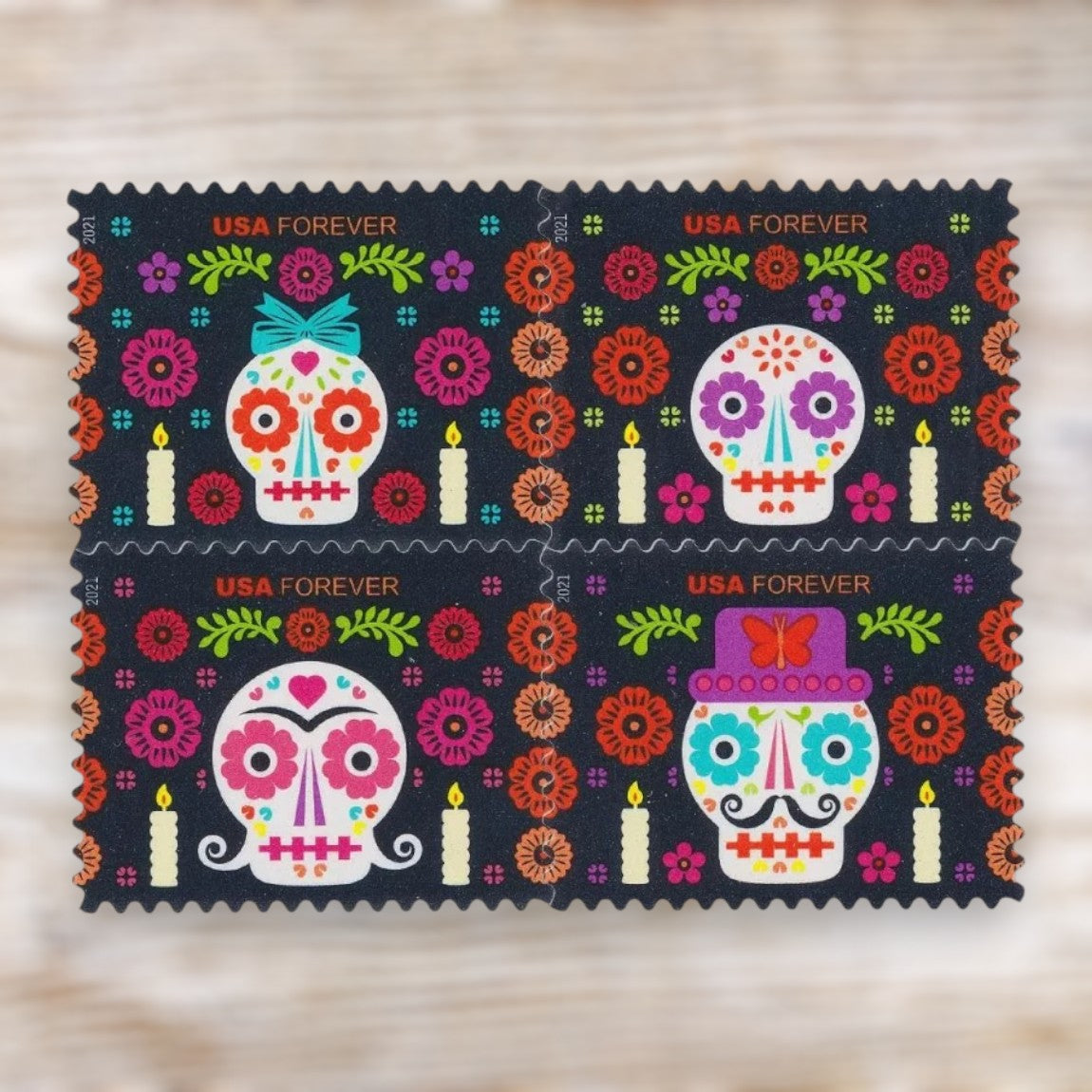 Day of the Dead 2021 Forever Postage Stamps Self-Adhesive Sheet for Holiday and Celebration Mail