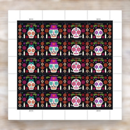Day of the Dead 2021 Forever Postage Stamps Self-Adhesive Sheet for Holiday and Celebration Mail