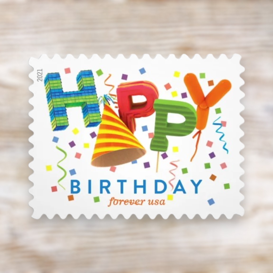 Happy Birthday 2021 Forever Stamps Self-Adhesive Sheet for Birthday Cards