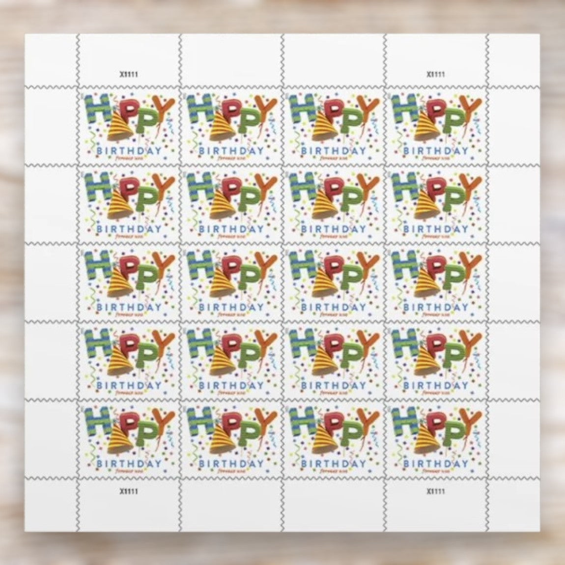 Happy Birthday 2021 Forever Stamps Self-Adhesive Sheet for Birthday Cards