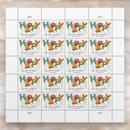Happy Birthday 2021 Forever Stamps Self-Adhesive Sheet for Birthday Cards