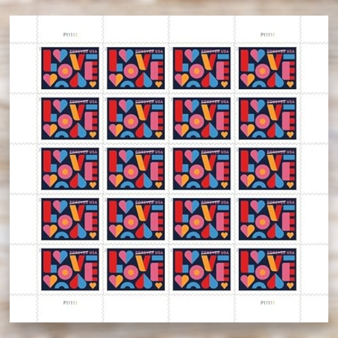 2021 Love Forever Postage Stamps Self-Adhesive Sheet for Love and Wedding Mail