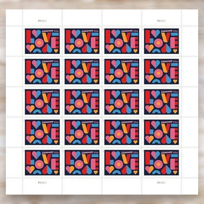2021 Love Forever Postage Stamps Self-Adhesive Sheet for Love and Wedding Mail
