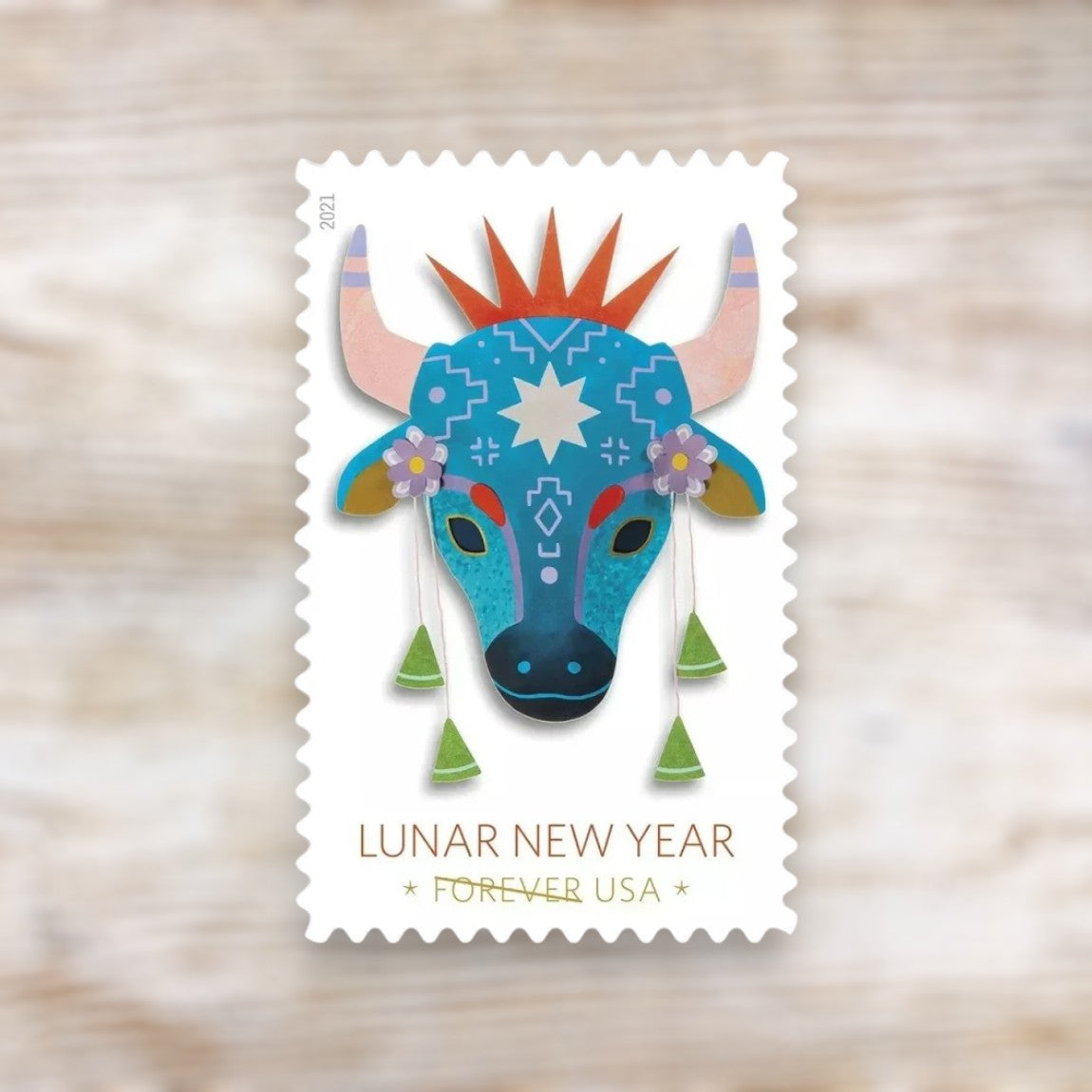 Lunar New Year: Year of the Ox 2021 Forever Stamps Self-Adhesive Sheet for Holiday Mail