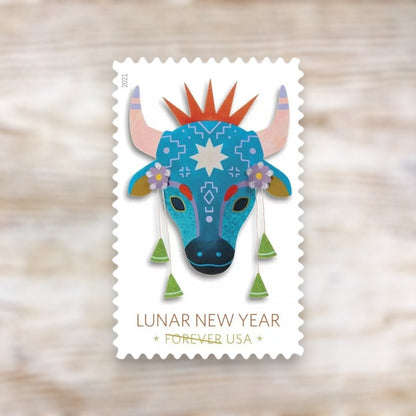 Lunar New Year: Year of the Ox 2021 Forever Stamps Self-Adhesive Sheet for Holiday Mail