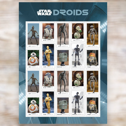 Star Wars Droids 2021 Forever Postage Stamps Self-Adhesive Sheet for Commemorative Mail