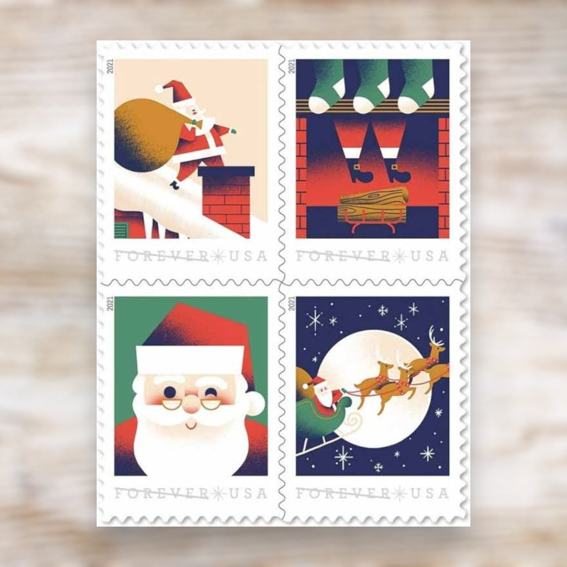 A Visit from St. Nick 2021 Forever Postage Stamps Self-Adhesive Booklet for Holiday Mail