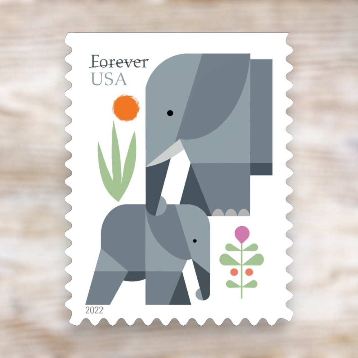 Elephants 2022 Forever Postage Stamps Self-Adhesive Booklet for Everyday Mail