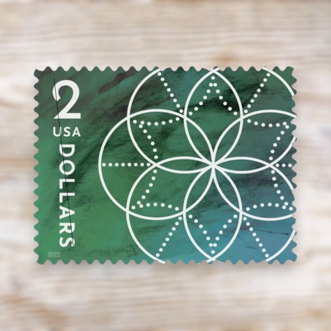 2022 Floral Geometry $2 Stamps Self-Adhesive Sheet for Packages and Large Envelopes