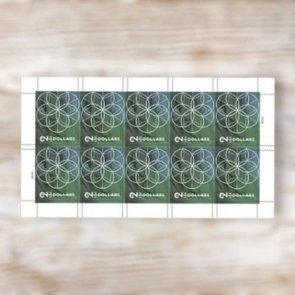 2022 Floral Geometry $2 Stamps Self-Adhesive Sheet for Packages and Large Envelopes