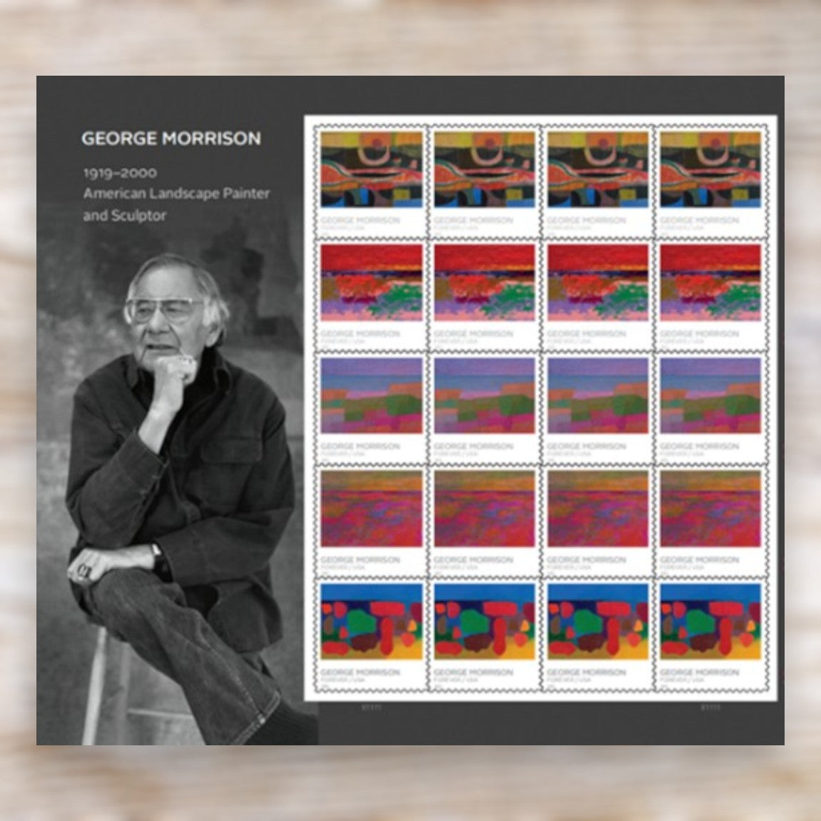 George Morrison 2022 Forever Postage Stamps Self-Adhesive Sheet for Commemorative Mail
