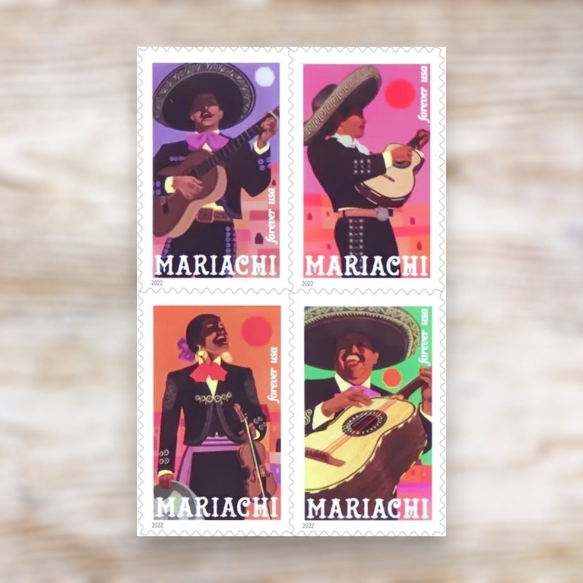 Mariachi 2022 Forever Postage Stamps Self-Adhesive Sheet for Commemorative Mail