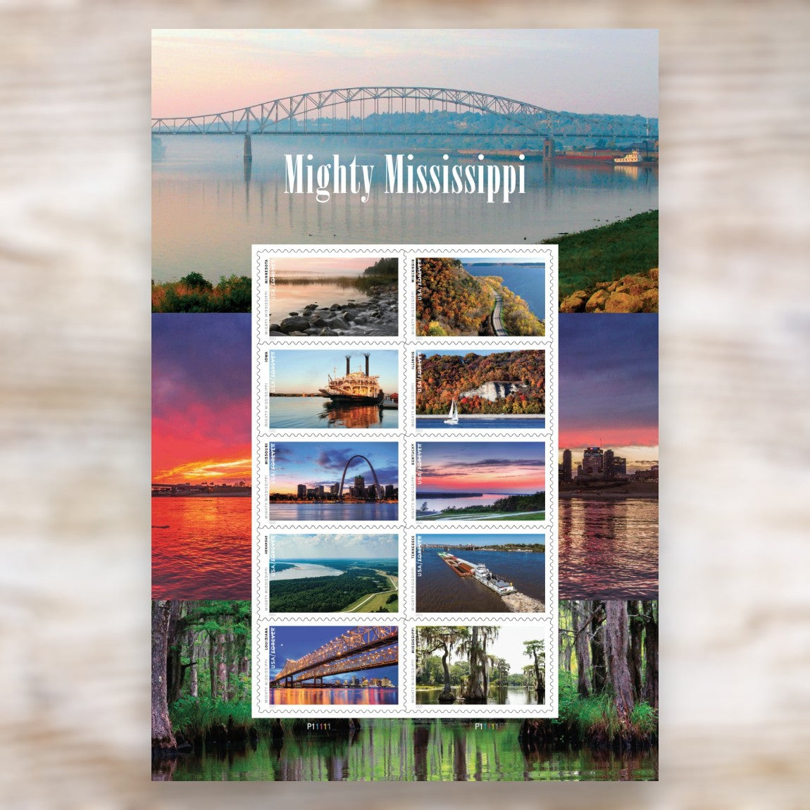 Mighty Mississippi 2022 Forever Postage Stamps Self-Adhesive Sheet for Commemorative Mail