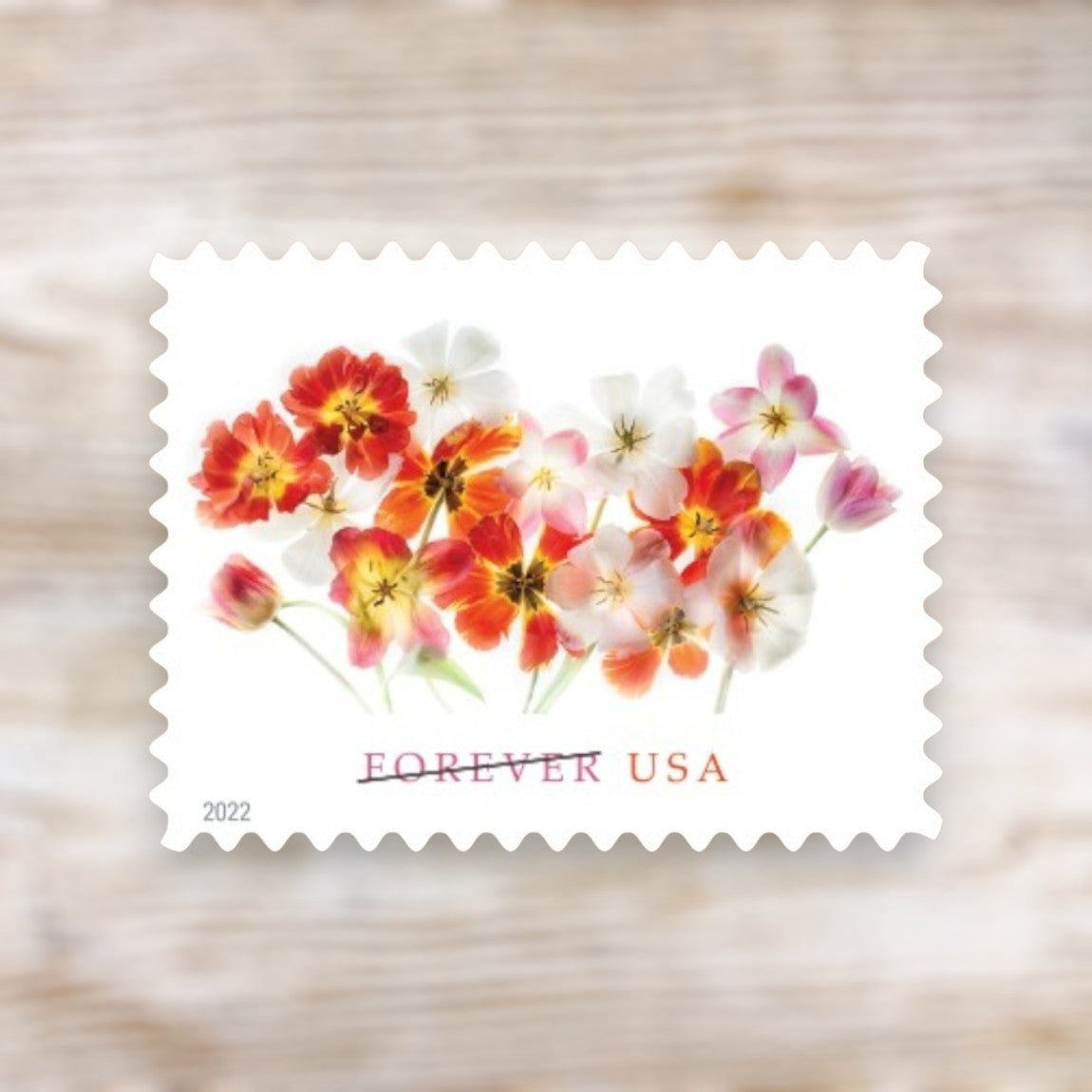 Tulips 2022 Forever Stamps Self-Adhesive Sheet for Love and Wedding Mail