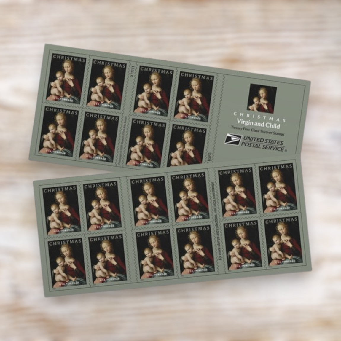 Virgin and Child 2022 Forever Postage Stamps Self-Adhesive Booklet for Holiday Mail