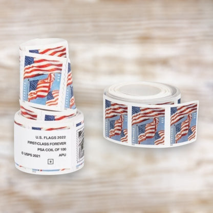 U.S. Flag Forever Stamps Bulk Pack – 25,000 Stamps / 250 Rolls – Multiple Years Available