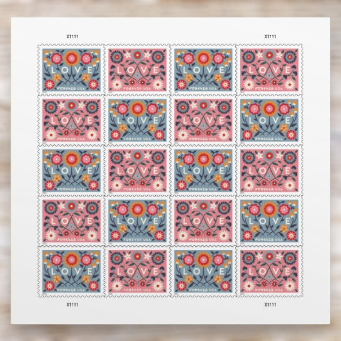 Love 2022 Forever Postage Stamps Self-Adhesive Sheet for Love and Wedding Mail