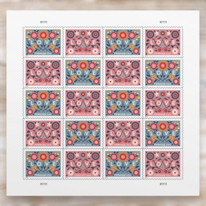 Love 2022 Forever Postage Stamps Self-Adhesive Sheet for Love and Wedding Mail