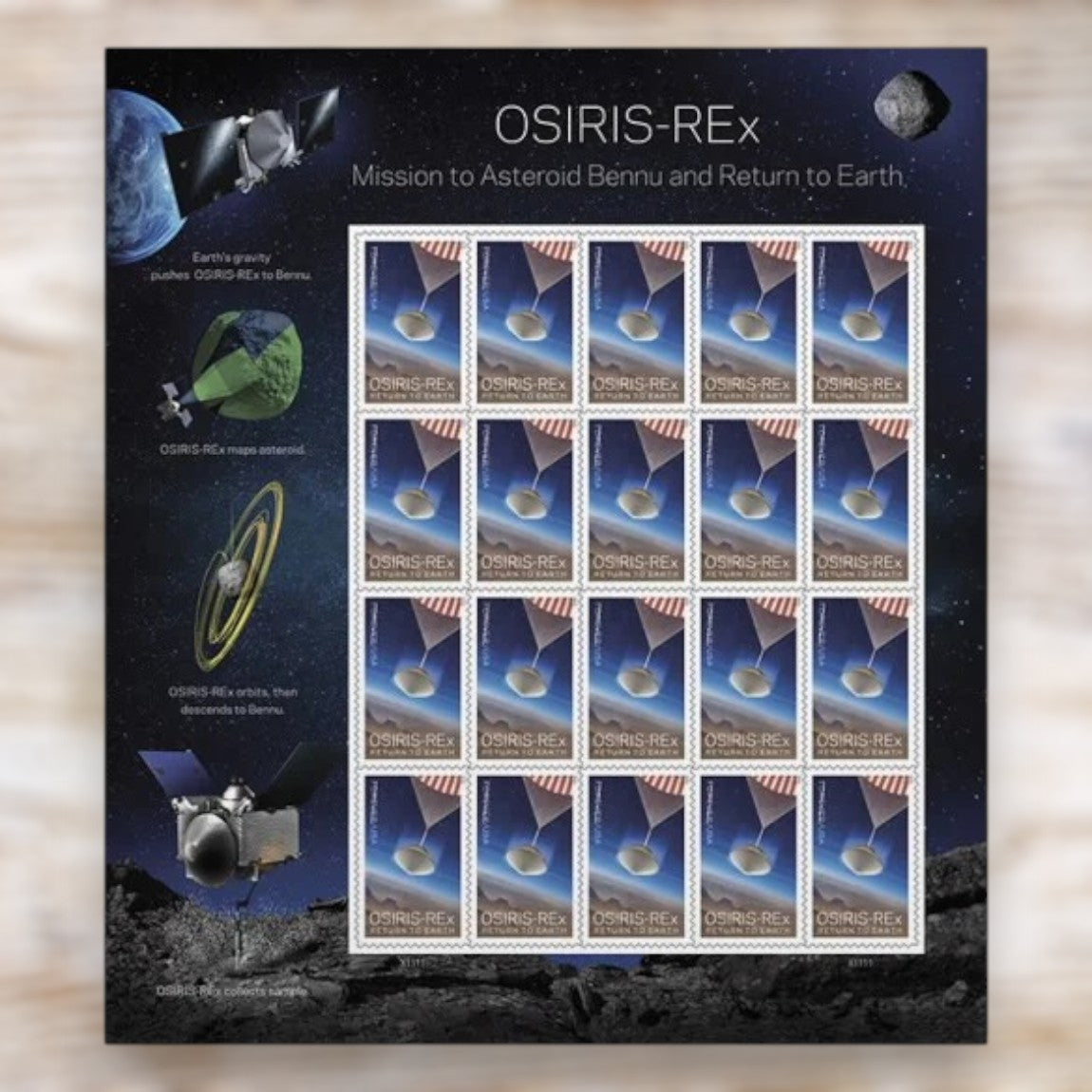 OSIRIS-REx 2023 Forever Postage Stamps Self-Adhesive Sheet for Commemorative Mail