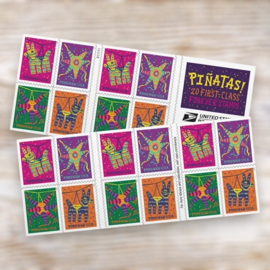 Piñatas! 2023 Forever Postage Stamps Self-Adhesive Booklet for Celebration Mail