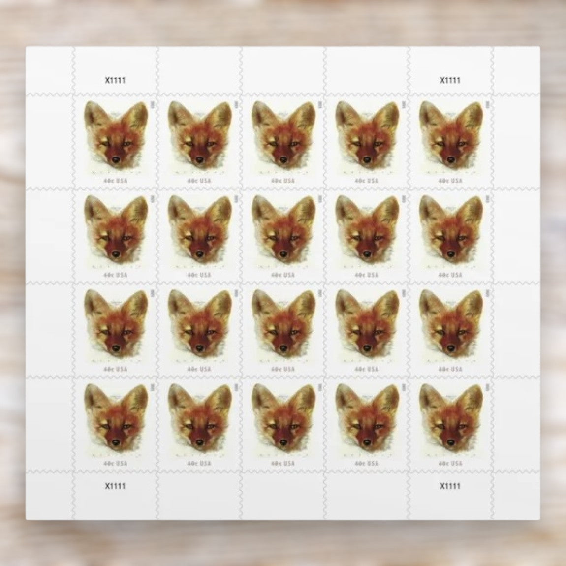 Red Fox 2023 40¢ Stamps Self-Adhesive Sheet for Additional Postage