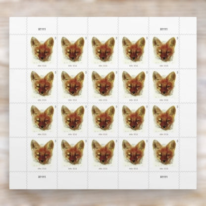 Red Fox 2023 40¢ Stamps Self-Adhesive Sheet for Additional Postage